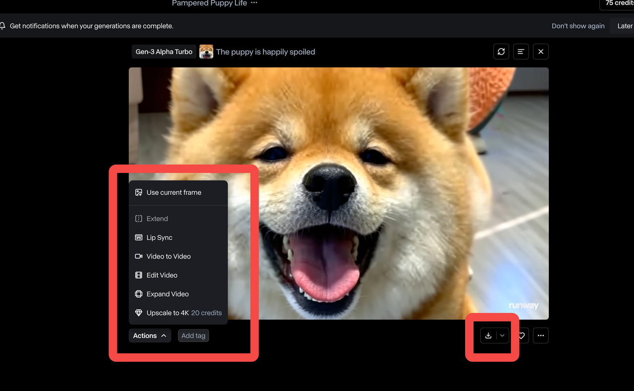 Runway AI's editing tool
