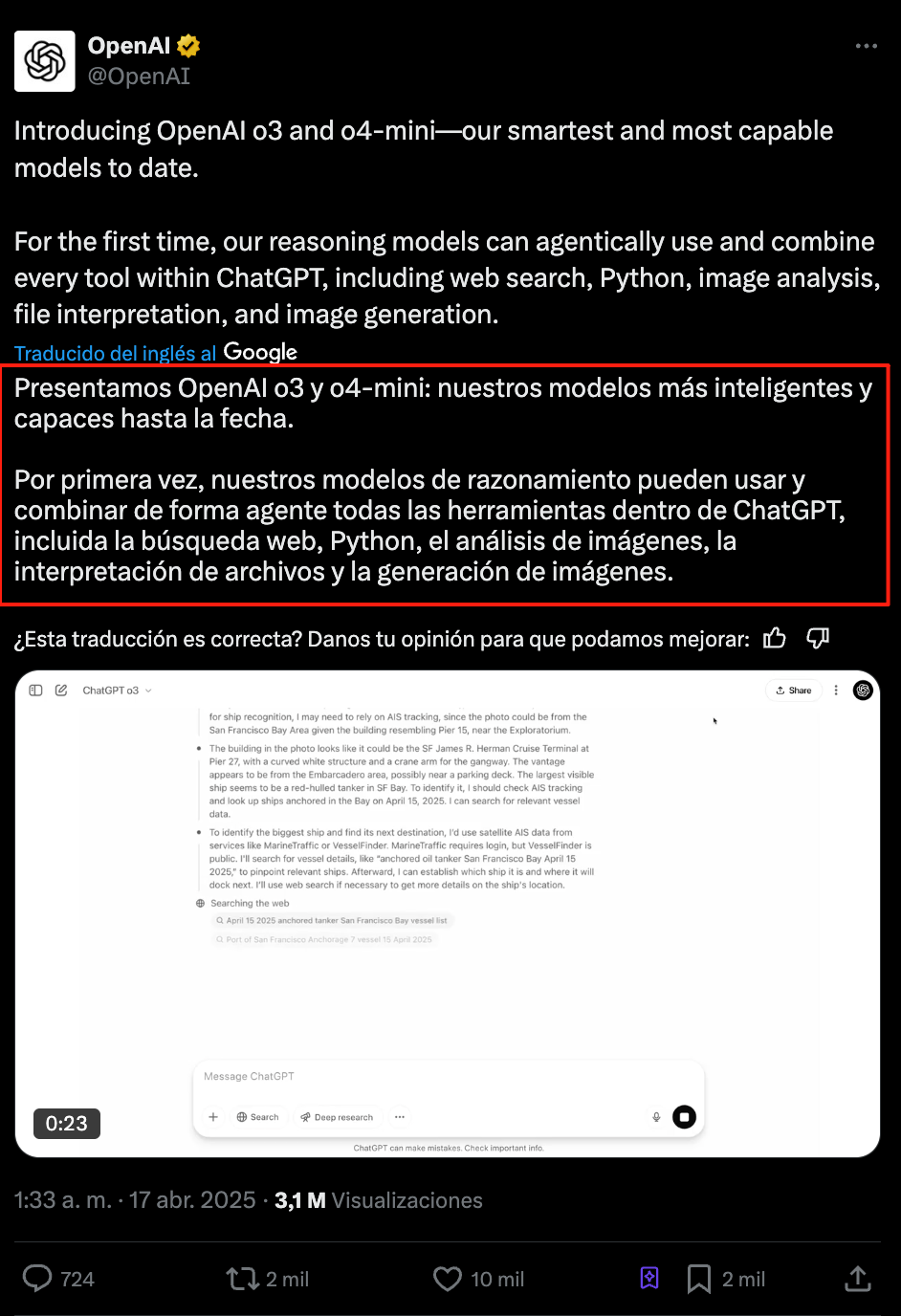 X de OpenAI Oficial